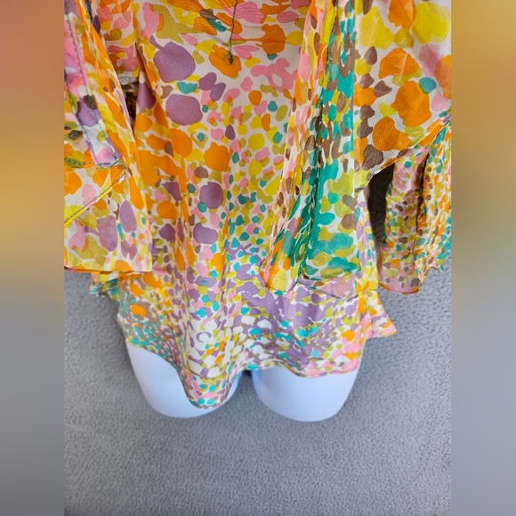 Milly Womens Silk Pastel Confetti Blouson & Matching Tank Under Sz 10 V/Neck - Picture 6 of 15